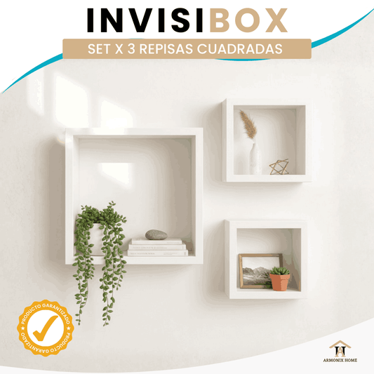 Set de 3 Repisas Flotantes Cuadradas